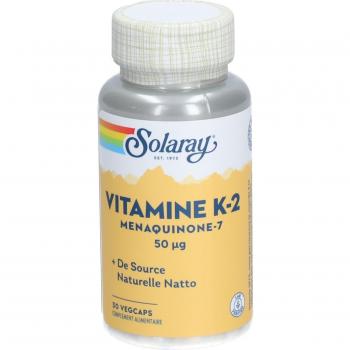 Solaray Menaquinone‑7 50 µg – 30 Caps. Vég. – Boîte en Polypropylène