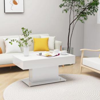 Mesa de centro madera contrachapada blanco brillante 96x50x45cm Vidaxl