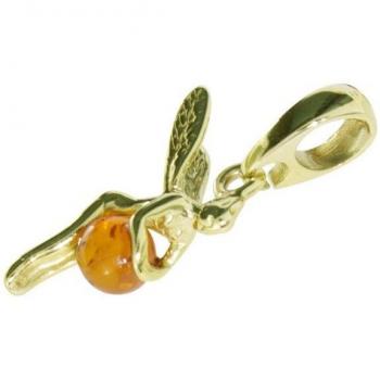 OSTSEE-SCHMUCK Elfe Kette mit Anhänger - Gold 333/000 - Bernstein (2-teilig)