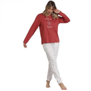 Pijama Largo de Mujer Admas Essence Of Life rojo (S), Homewear, Algodón