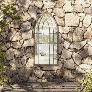 Garden Mirror Sand 100x45 cm Iron for Outdoor Use Vidaxl