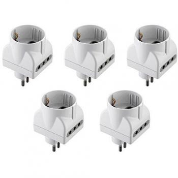 Set Adattatori Schuko 5x – 3 Punti (1 Schuko + 2 10 A) – Bianco – Electraline