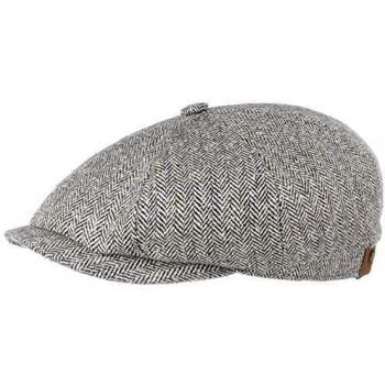 Black & White Silk Hatteras Flat Cap for Women – 64 cm (Stetson)