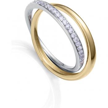 Anillo Viceroy Elegancia Dorada y Plateada con Circonitas Blancas