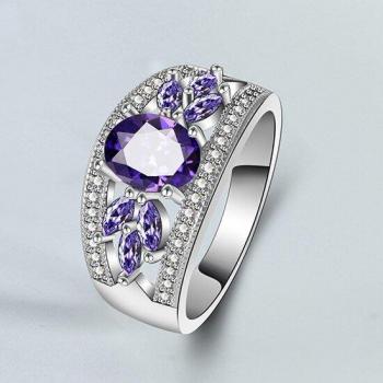Sterling Silver Flower Amethyst Ring for Girls