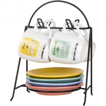Set Caffè “Lily Treasures” Q0459 – 4 Tazze in Ceramica Mensaggia 11x9,5 cm (7 cl)