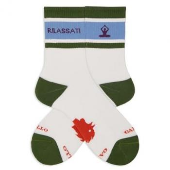 Calze Corte Unisex in Spugna di Cotone Bianco con Slogan Rilassati
