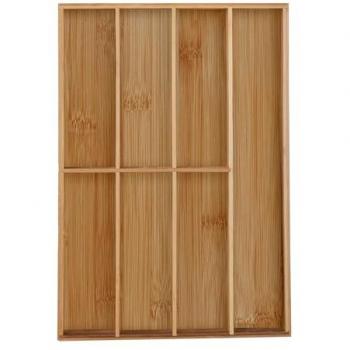 Portaposate da Cassetto in Bambù, 7 Scomparti, Divisore per Posate e Utensili, 4,5x30,5x44,5 cm
