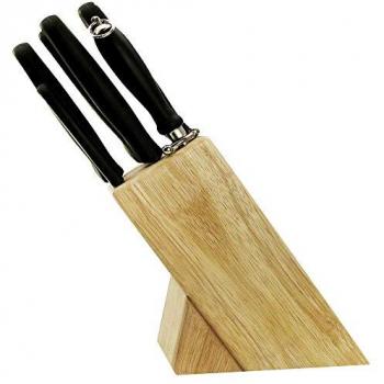Juego Royal 6 Cuchillos Acero Inoxidable + Afilador + Taco de Madera