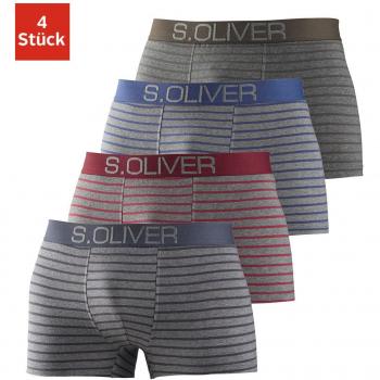 S.Oliver Boxershorts für Männer, 4er-Pack, mit farblich abgesetztem Bund