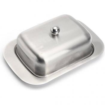Stainless Steel Cheese and Butter Keeper with Gold Lid