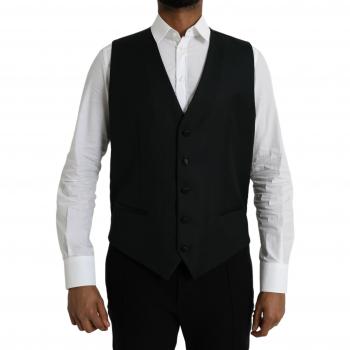 Dolce & Gabbana Black Wool Dress Vest - Size 2XL