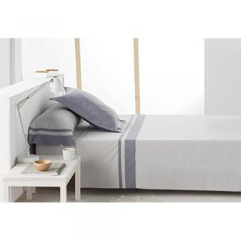 Sábanas de algodón Marbella color perla-acero - Cama 90