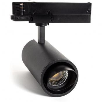 Fasano Spot LED 30 W Noir Cylindre Biseau – Rail Triphasé, Dimmable, Sélection CCT (2700 K / 3200 K / 4000 K)