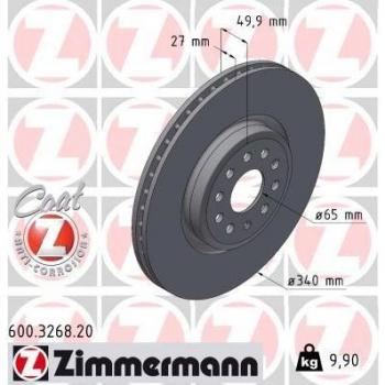 Vorderachse Bremsscheibe Zimmermann 600.3268.20