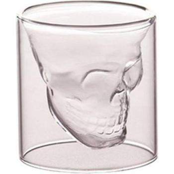 Skull Head Double-Layered Glass Mug for Beer and Wine