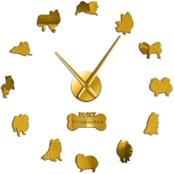Deutscher Spitz Pom Acrylic DIY Frameless Wall Clock with Big Time Display