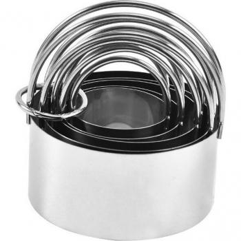 5-Piece Portable Stainless Steel 304 Cookie Pastry Cutter Set - Round, Wavy, Square Shapes for Baking