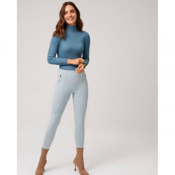 Ysabel Mora - Pantalón skinny de ante con cremalleras