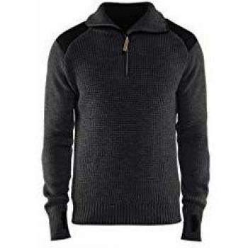 Black Larder Wool Zip Collar Sweatshirt