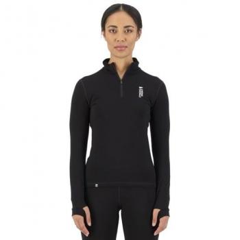 Mons Royale Kvinner Cascade Merino Flex 200 med ¼‑zip i svart