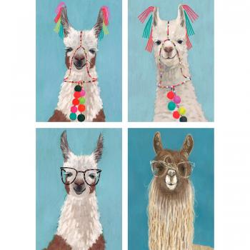 Lama-Fantasie: 4 Stück – Wandkunst