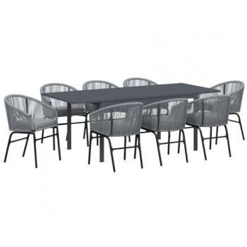Table de jardin extensible anthracite avec coussins 10 pièces