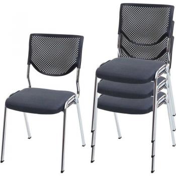 T401 Chaise de conférence empilable – tissu gris foncé, pieds chromés