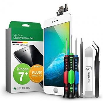 GIGA Fixxoo Pantalla para iPhone 7 Plus | Kit de reparación Completo con Kit de Herramientas de Repuesto, Pantalla Retina LCD con Pantalla táctil