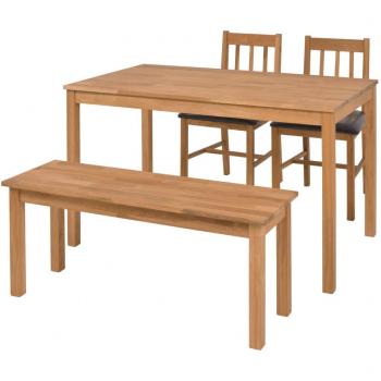 Set Sala da Pranzo VidaXL – tavolo + sedie + sgabelli in rovere