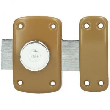 YALE Verrou à bouton et cylindre 5 goupilles diamètre 23 mm. longueur 45 mm. 3 clés. marron doré