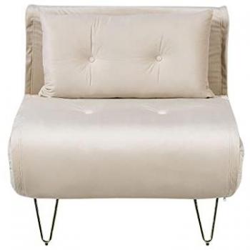 Sofá Cama Terciopelo Beige Claro “Vestfold” – Con Cojín Incluido