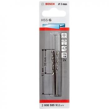 Bosch HSS-G Drill Bit 3mm Pack of 2