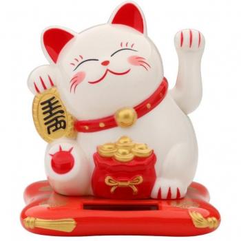 Solar Shaking Hands Lucky Fortune Cat Doll - 2.5 Inch Cute Cartoon Car Interior Ornament