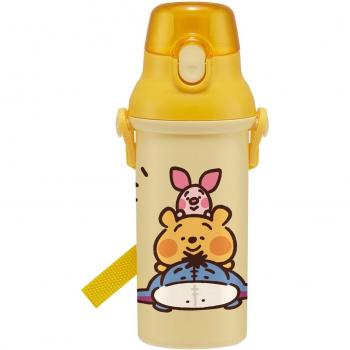Winnie the Pooh Skater‑Flasche – 480 ml – Kinderwasser – antibakteriell – aus Japan – PSB5SANAG-A