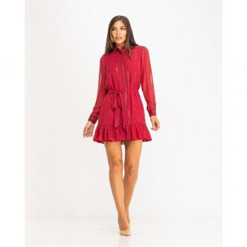 Vestido Corto Camisero Tejido Lurex de Mujer - NIZA