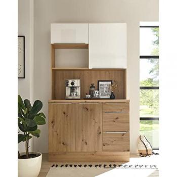 Buffet da cucina Marleen Premium 120 cm Bianco Artigianale in Rovere