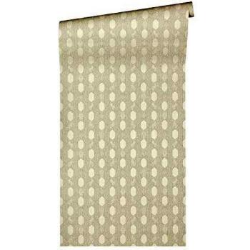 A.s.creations Papier peint pois gris Intissée Beige Salon Vintage