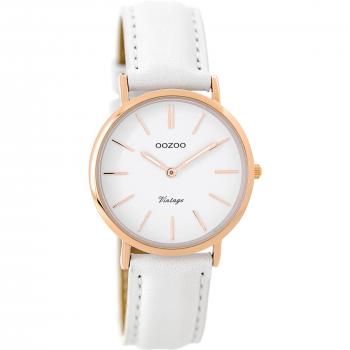 Oozoo Retro Damen‑Zifferblatt aus Leder – 32 MM, Rosa/Weiß (Modell C9317)
