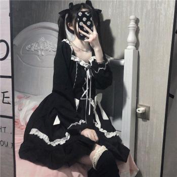 Japanisches Schwarzes Gotisches Lolita-Kleid