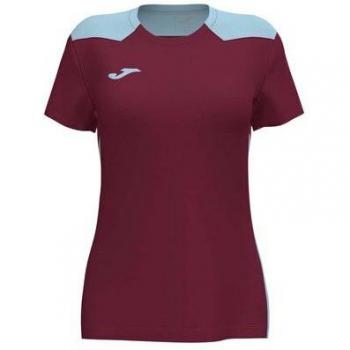 Joma Championship VI Dames Korte Mouwen T-Shirt Bordeaux Sky Blue