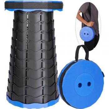Taburete Plegable Ajustable para Camping Azul Eléctrico