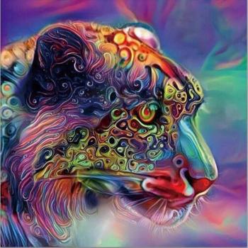 Wildtier Kreuzstich Leopard Strassmalerei 30x30CM