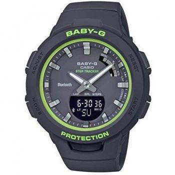 CASIO BSA‑B100SC-1AER – Damen Analog‑Digital Uhr, Harzarmband, Grün/Schwarz