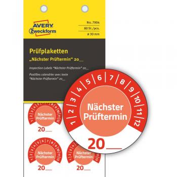 AVERY Zweckform Prüfplaketten, Nächster Prüftermin, rot