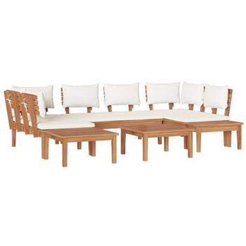Garden Lounge Bench Collection with Pillow Storage – Brown/cream (4 pcs)