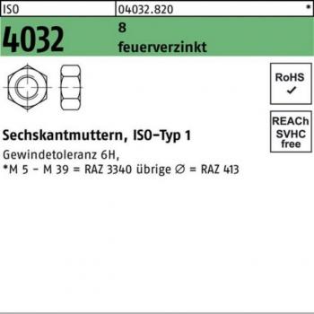 Dado Iso 4032 M18 8 Zincato a Caldo – Dadi e Rondelle