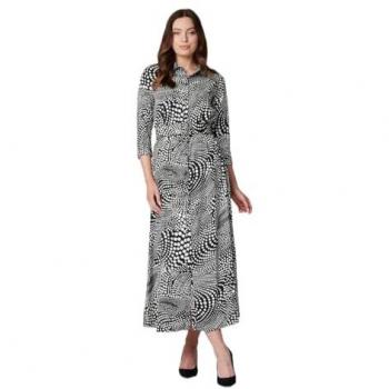 Black Dotty Print 3/4 Sleeve Dress by Izabel London