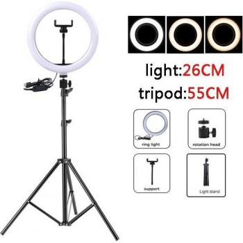 Aro de Luz Circular con Soporte para Móvil