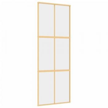 Puerta corredera dorada de vidrio ESG transparente y aluminio